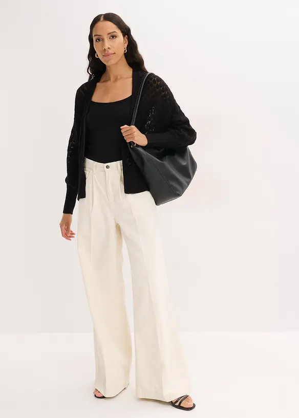 Gilet en maille ajour&eacute;e, bonprix