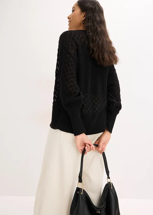 Gilet en maille ajour&eacute;e, bonprix