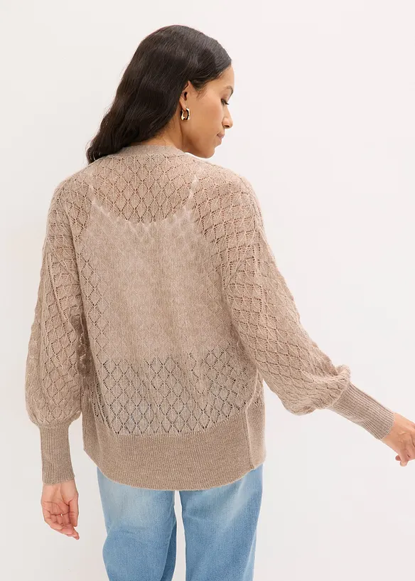 Gilet en maille ajour&eacute;e, bonprix