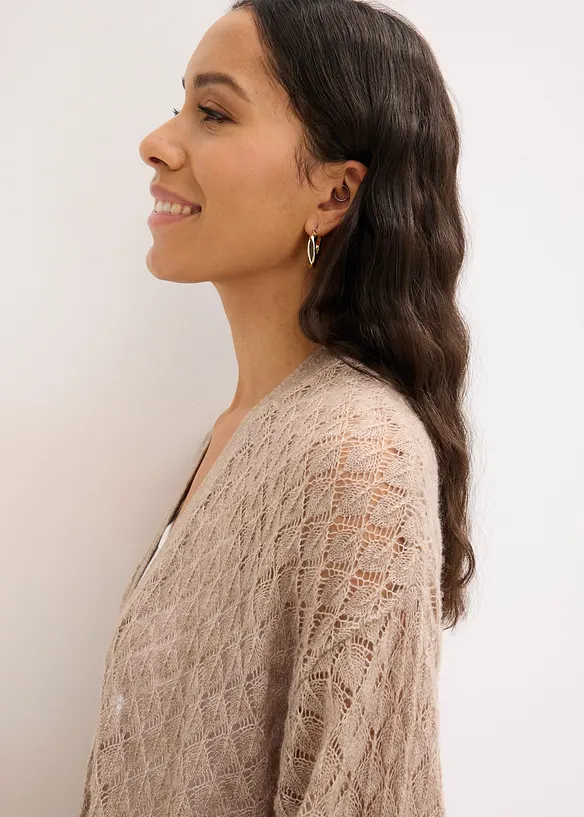 Gilet en maille ajour&eacute;e, bonprix