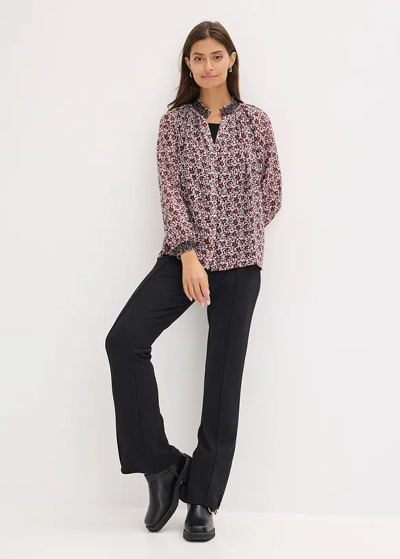 Chemisier en mousseline imprim&eacute;e avec broderies, bonprix