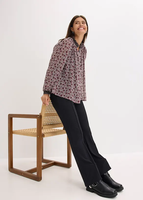 Chemisier en mousseline imprim&eacute;e avec broderies, bonprix