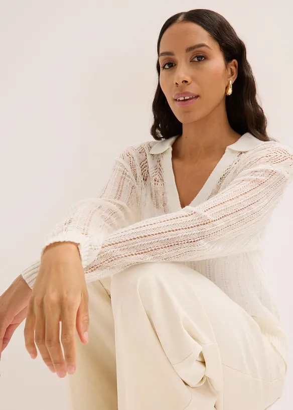 Pull ajour&eacute; doux, bonprix