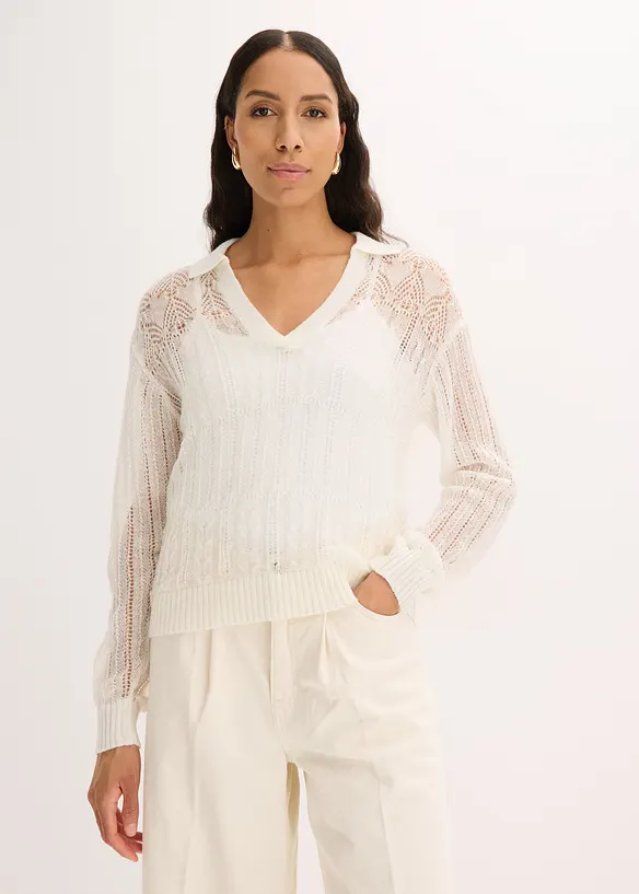 Pull ajour&eacute; doux, bonprix