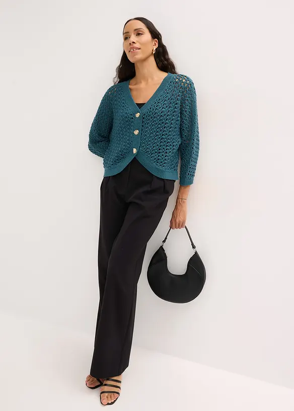 Cardigan ajour&eacute; 100% coton, bonprix