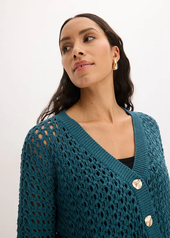Cardigan ajour&eacute; 100% coton, bonprix