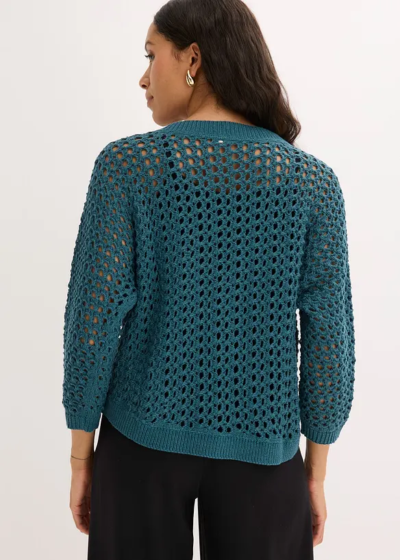 Cardigan ajour&eacute; 100% coton, bonprix