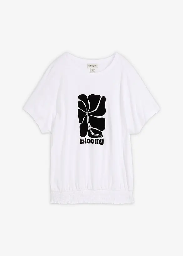 T-shirt en coton &agrave; base smock&eacute;e, bonprix