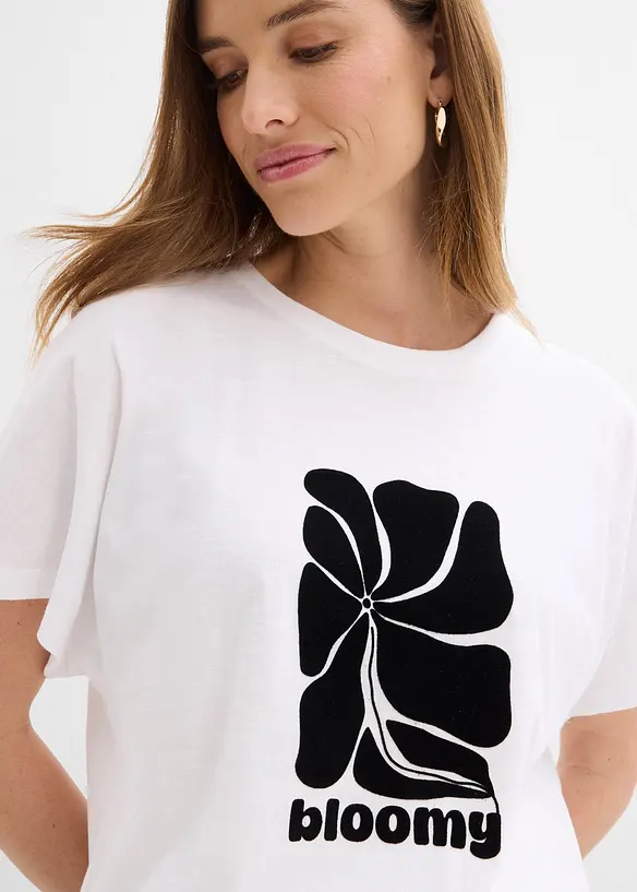 T-shirt en coton &agrave; base smock&eacute;e, bonprix