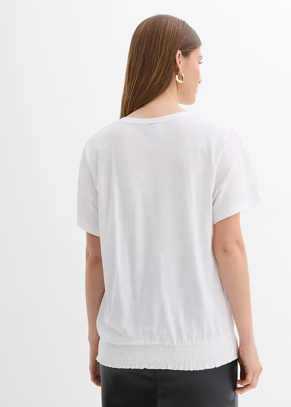 T-shirt en coton &agrave; base smock&eacute;e, bonprix