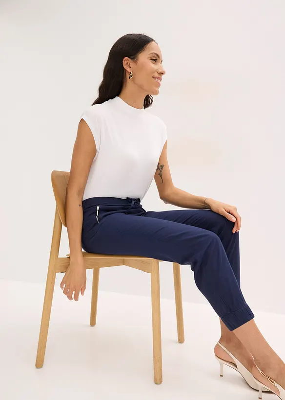 Pantalon 7/8 l&eacute;ger en lin et coton, bonprix