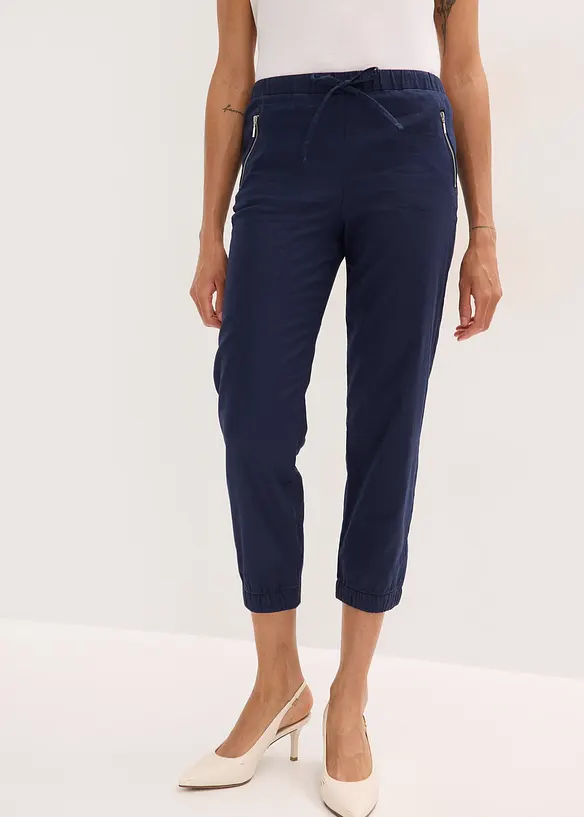 Pantalon 7/8 l&eacute;ger en lin et coton, bonprix