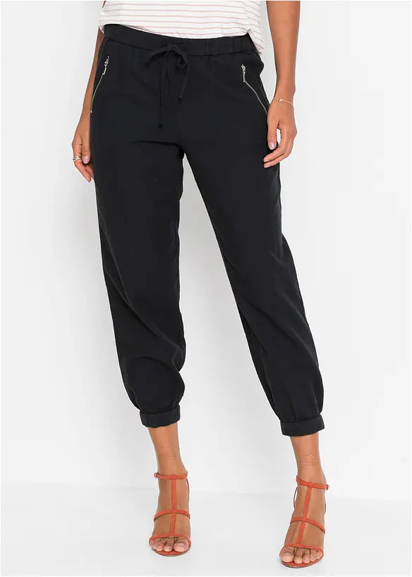 Pantalon 7/8 l&eacute;ger en lin et coton, bonprix