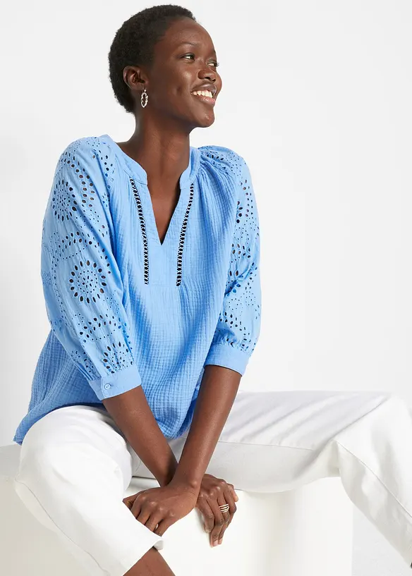 Tunique a&eacute;rienne en gaze de coton, bonprix