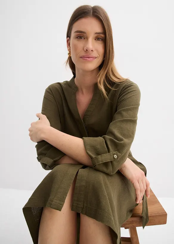 Robe &agrave; poches en lin et viscose, bonprix