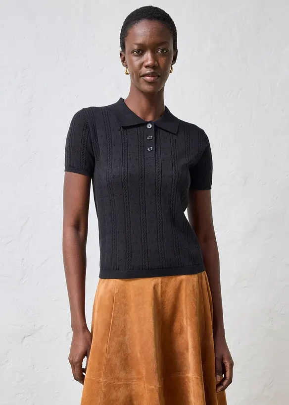 Pull ajour&eacute; en coton et soie, bonprix