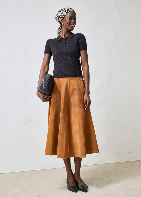 Pull ajour&eacute; en coton et soie, bonprix