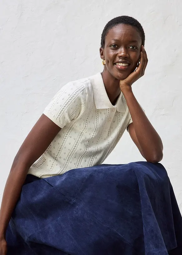 Pull ajour&eacute; en coton et soie, bonprix