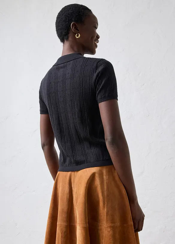 Pull ajour&eacute; en coton et soie, bonprix