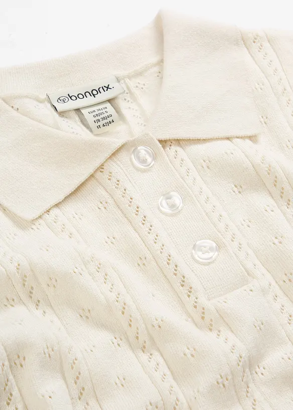 Pull ajour&eacute; en coton et soie, bonprix