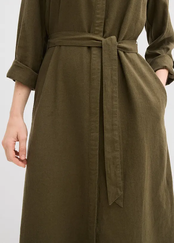 Robe &agrave; poches en lin et viscose, bonprix