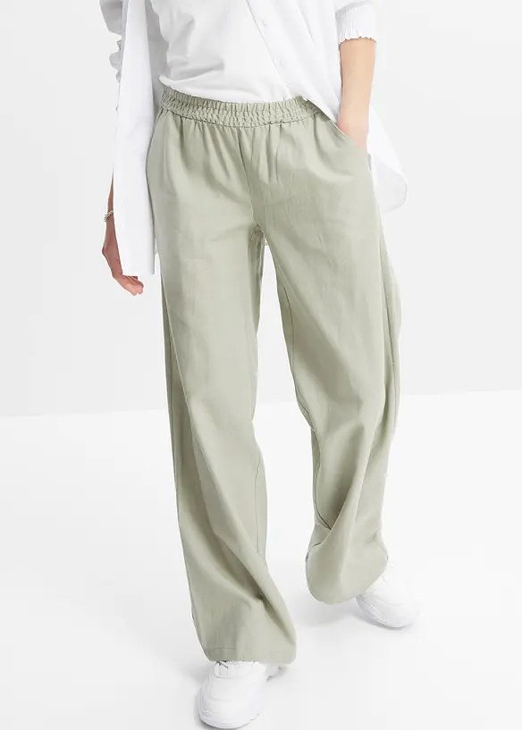 Pantalon palazzo en lin m&eacute;lang&eacute;, bonprix