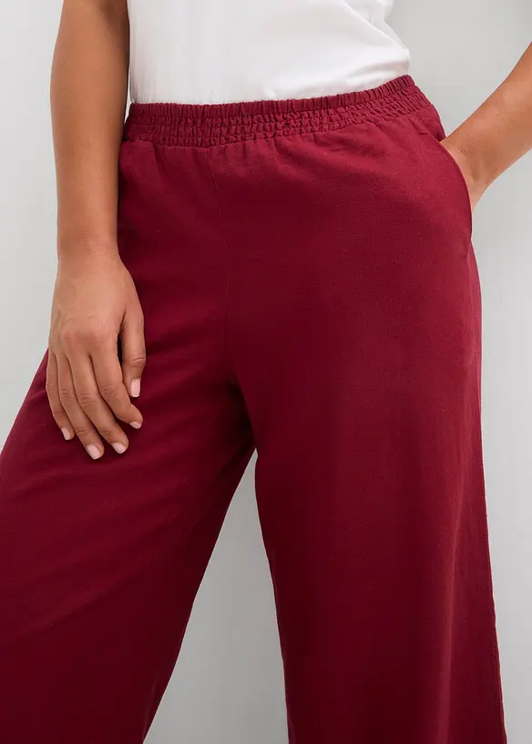 Pantalon palazzo en lin m&eacute;lang&eacute;, bonprix