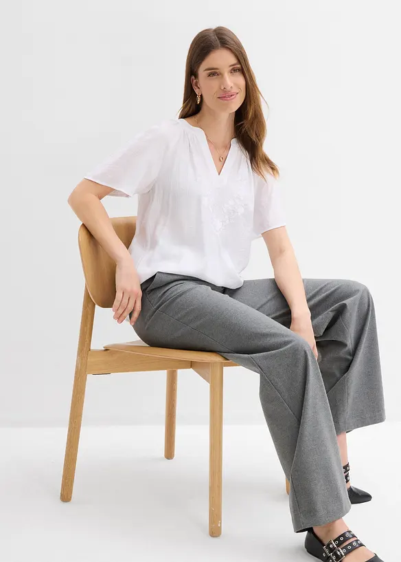 Blouse manches courtes, effet froiss&eacute;, bonprix