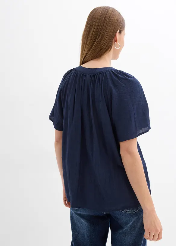 Blouse manches courtes, effet froiss&eacute;, bonprix