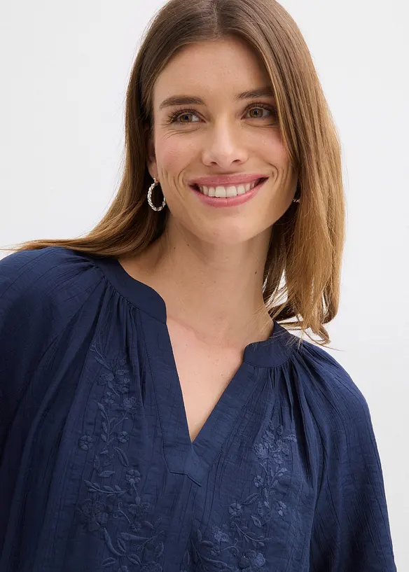 Blouse manches courtes, effet froiss&eacute;, bonprix