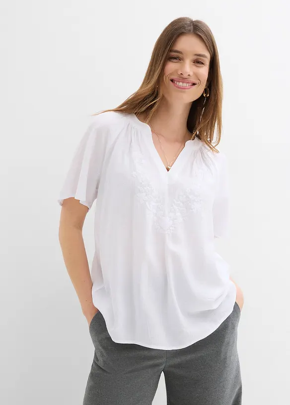 Blouse manches courtes, effet froiss&eacute;, bonprix