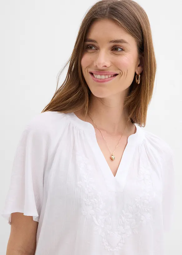 Blouse manches courtes, effet froiss&eacute;, bonprix