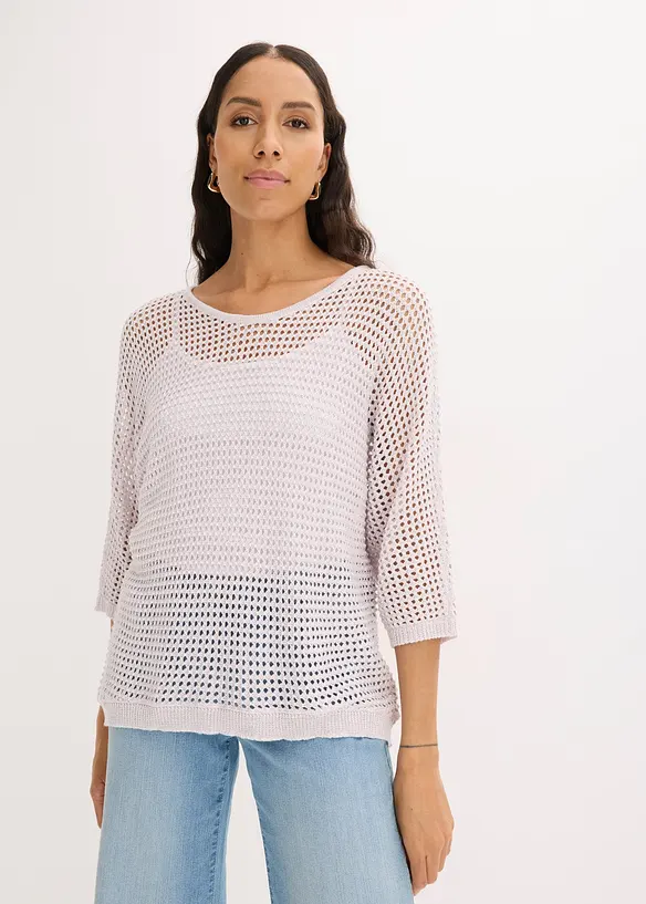 Pull ajour&eacute; brillant, bonprix