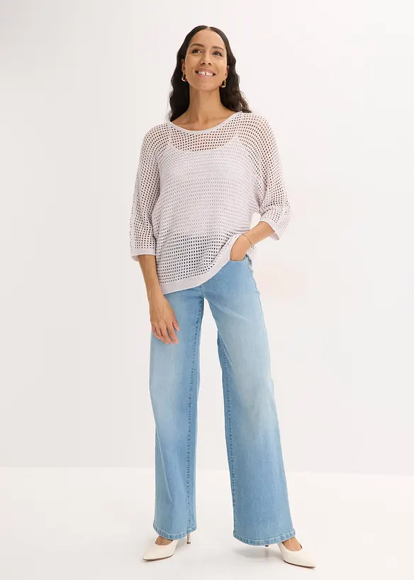 Pull ajour&eacute; brillant, bonprix