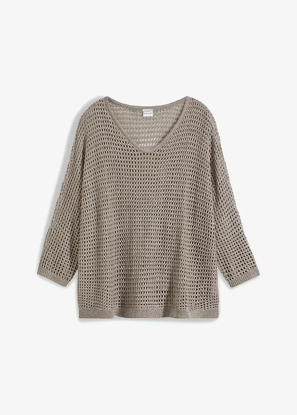 Pull ajour&eacute; brillant, bonprix
