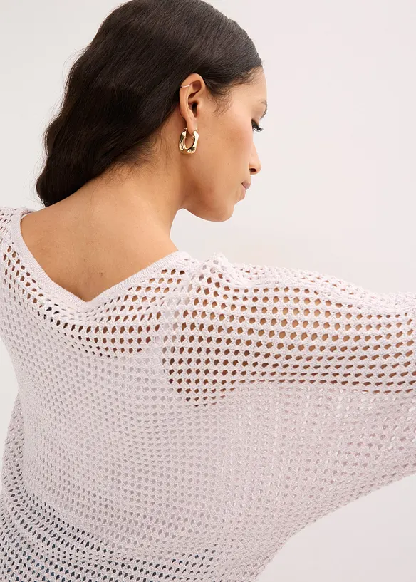 Pull ajour&eacute; brillant, bonprix