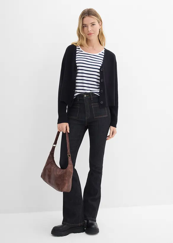 Gilet court en maille 100% coton, bonprix