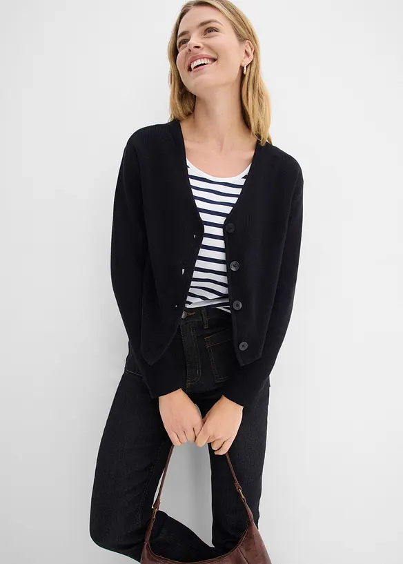 Gilet court en maille 100% coton, bonprix