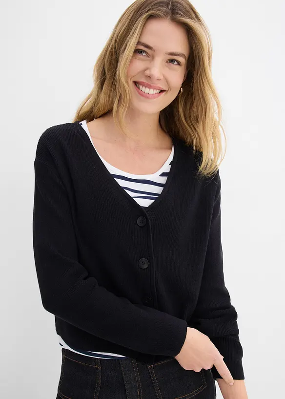 Gilet court en maille 100% coton, bonprix