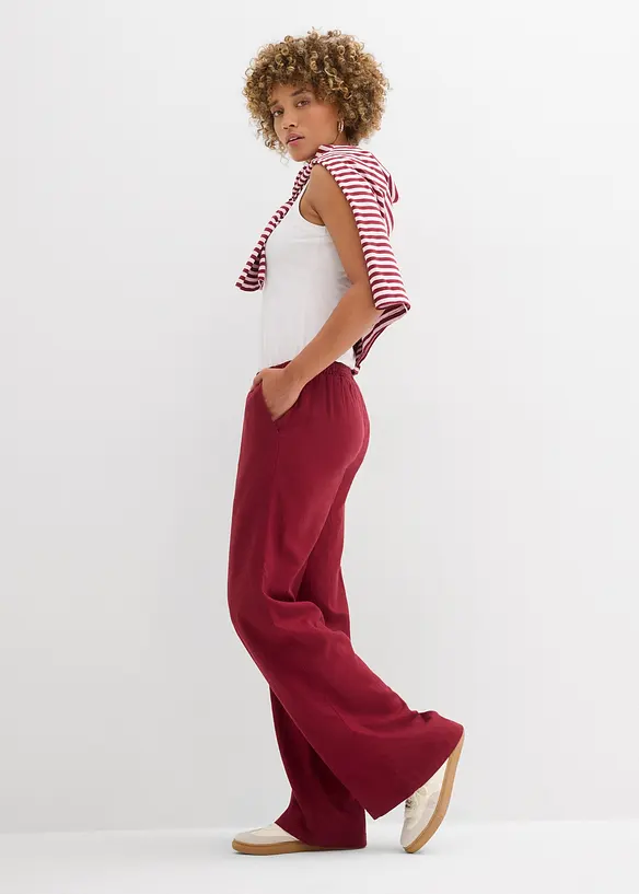 Pantalon palazzo en lin m&eacute;lang&eacute;, bonprix