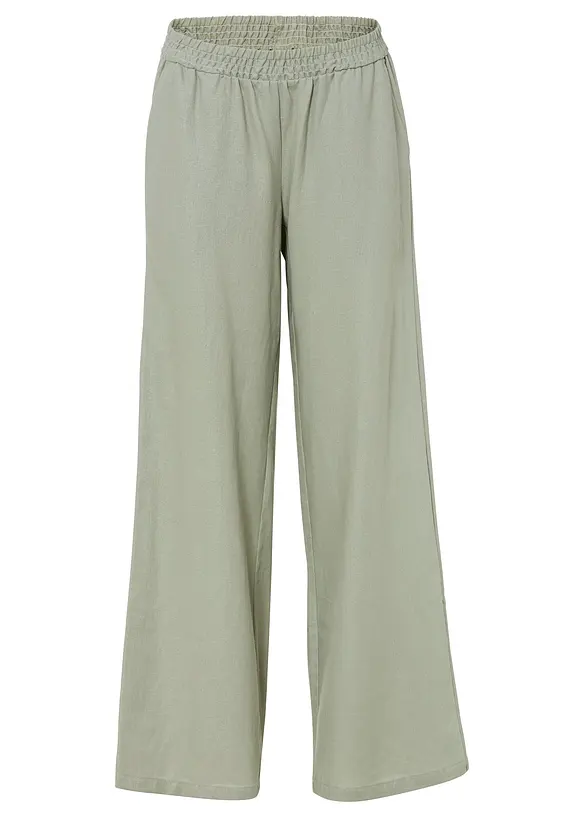 Pantalon palazzo en lin m&eacute;lang&eacute;, bonprix
