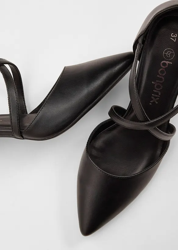 Escarpins &agrave; brides crois&eacute;es et talon fin, bonprix