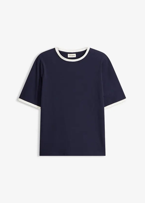 T-shirt &agrave; liser&eacute;s en dentelle, bonprix