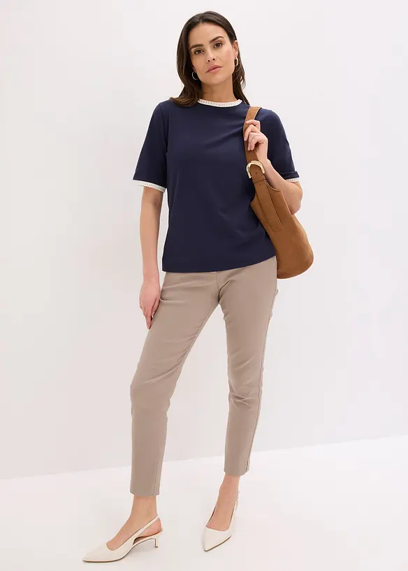 T-shirt &agrave; liser&eacute;s en dentelle, bonprix