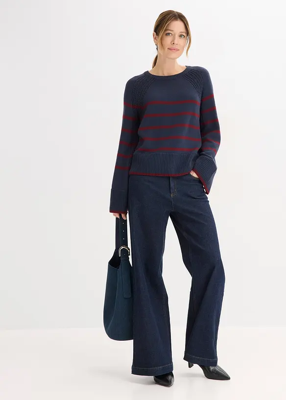 Pull &agrave; rayures contrastantes, bonprix