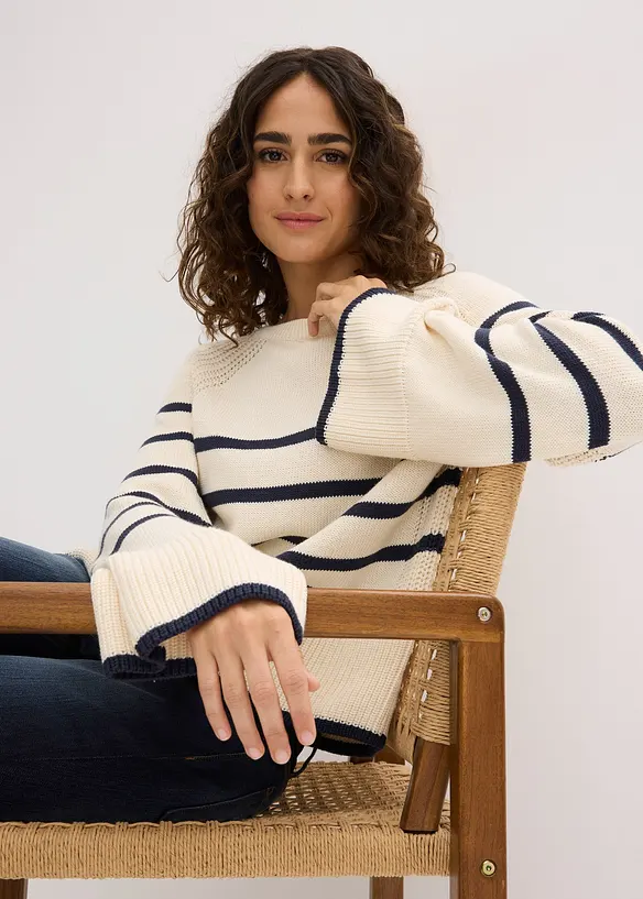 Pull &agrave; rayures contrastantes, bonprix