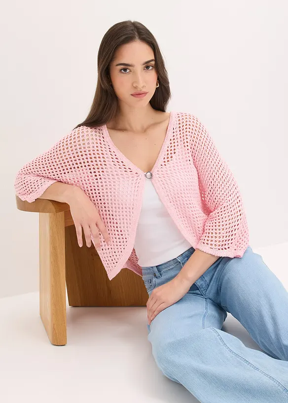 Gilet en maille ajour&eacute;e, bonprix