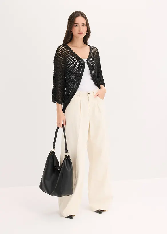 Gilet en maille ajour&eacute;e, bonprix