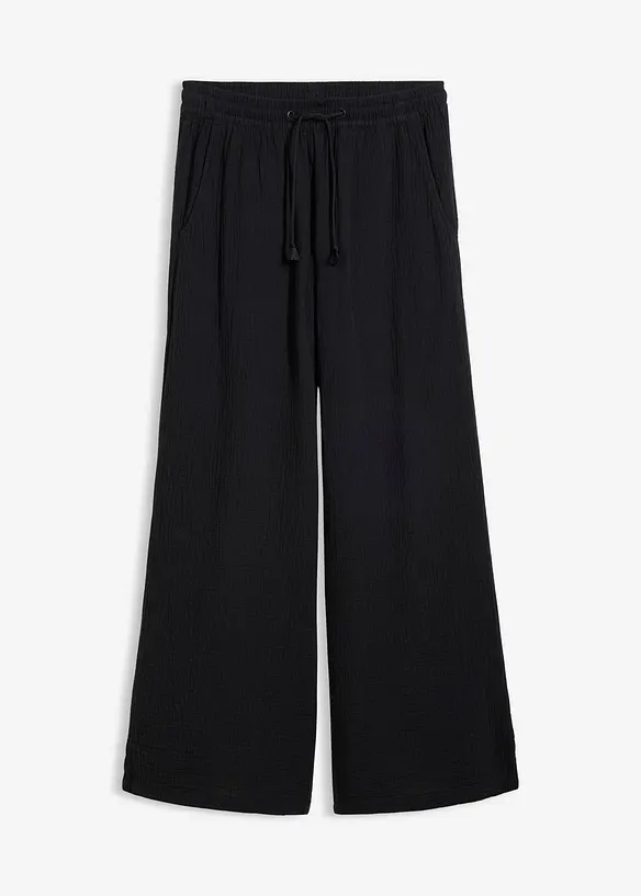 Pantalon palazzo l&eacute;ger en gaze de coton, bonprix