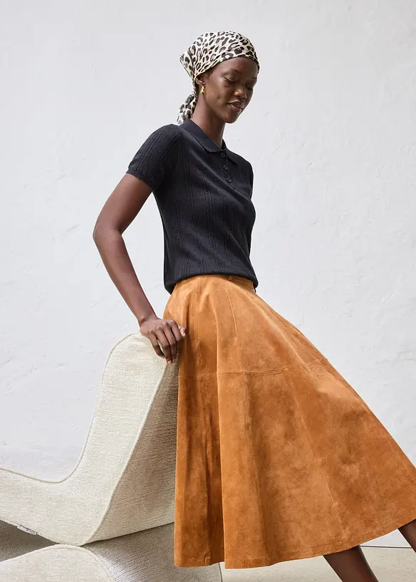 Pull ajour&eacute; en coton et soie, bonprix